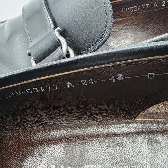 Vintage Salvatore Ferragamo Italy Mens 13D Black Leather Dress Shoes Bit Loafers - Picture 13 of 15